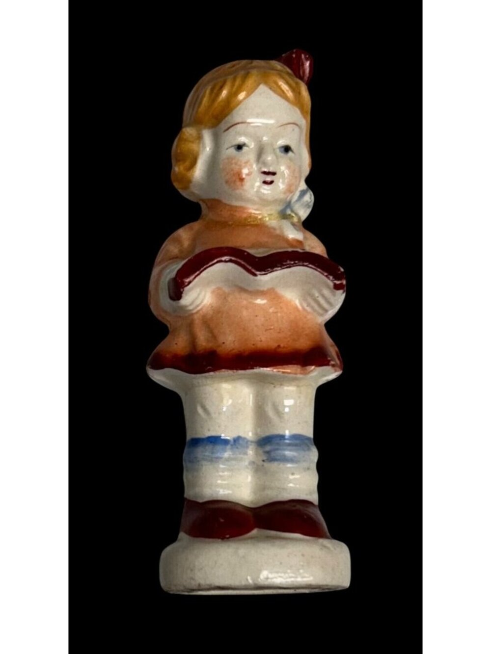 Vintage Hand-Painted Ceramic Girl Salt Shaker 4.25" Tall Figurine Collectible